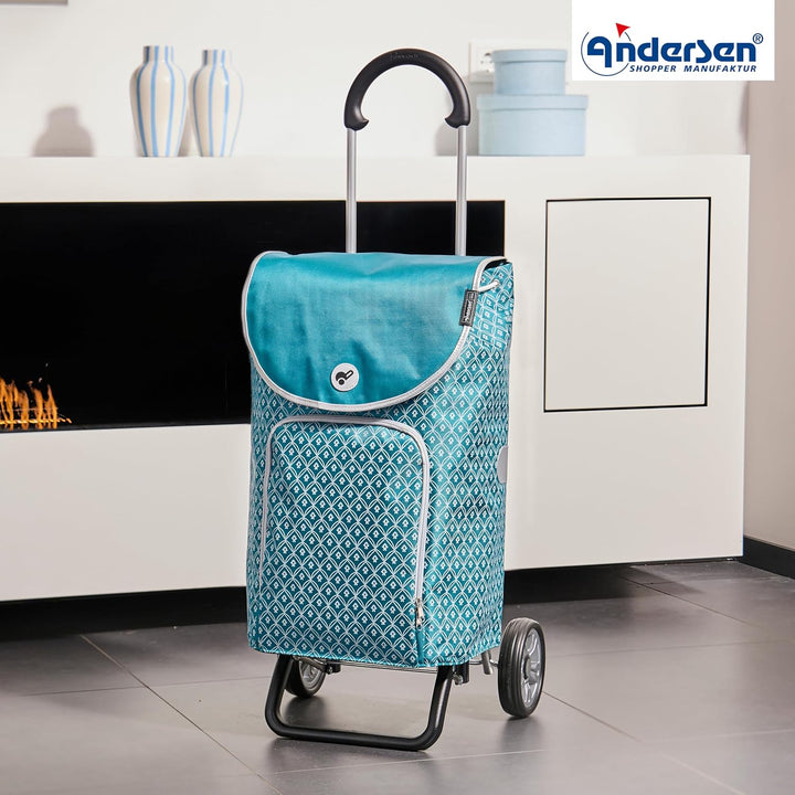 ANDERSEN Einkaufstrolley - Scala Shopper Plus Famke Petrol | sehr leicht, klappbar, klein zusammenle