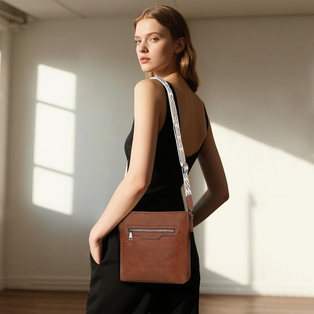 TANTOMI Umhängetasche Damen, Leicht Damen Schultertasche aus PU Leder, Handtasche Damen für Verstell