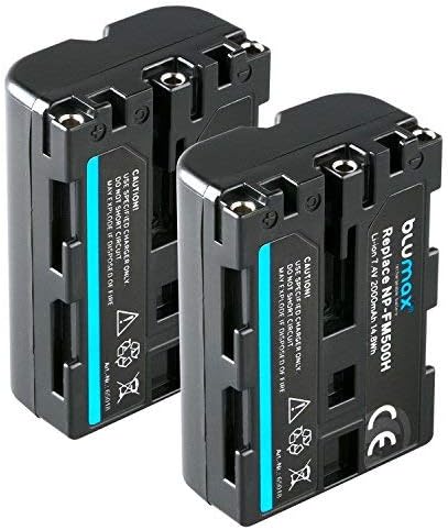 Blumax 2X Akku NP-FM500H (2000mAh) | für Sony Kamera Alpha DSLR/SLT Serie EVO II a57 a58 a68 a77/ ii