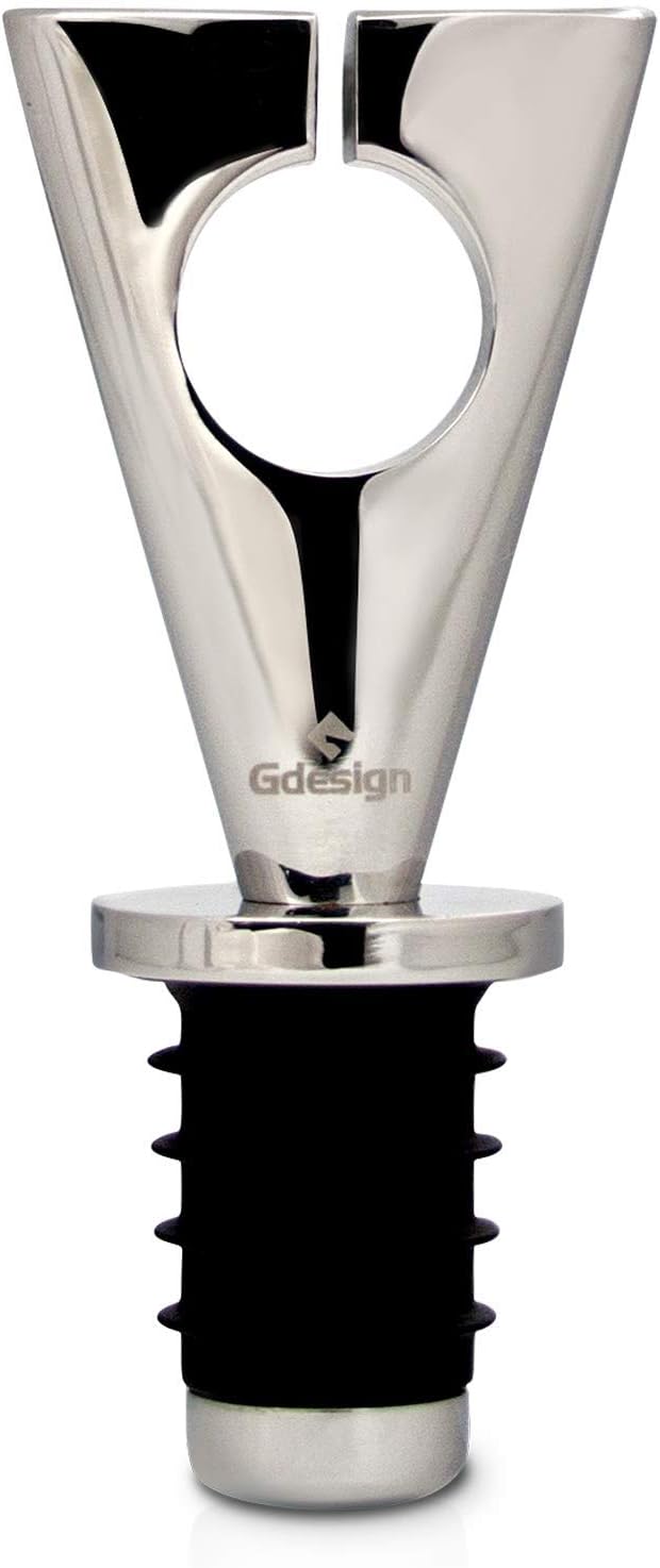 Gdesign Weinflaschenverschluss aus massivem Edelstahl Modernes Design, Geschenkpackung Weinstopper C