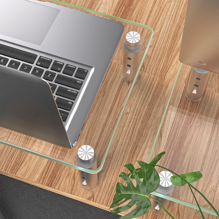 Hemudu Monitorständer, 3 verstellbare Höhen, Computerständer, Schreibtisch-Organizer für PC, Laptop,
