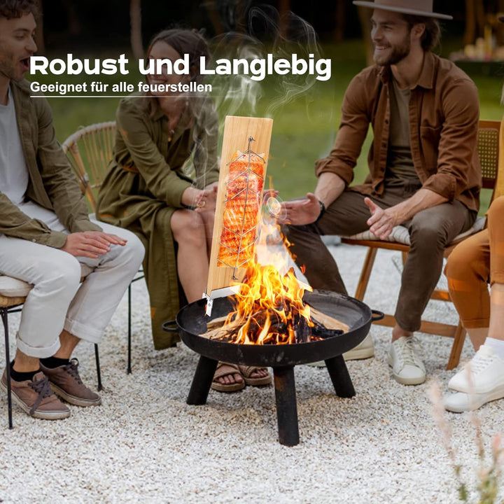 onlyfire Flammlachsbrett, 2er Set Flammlachsbretter mit 4-Fach Verstellbare Edelstahl-Halterung, Gri
