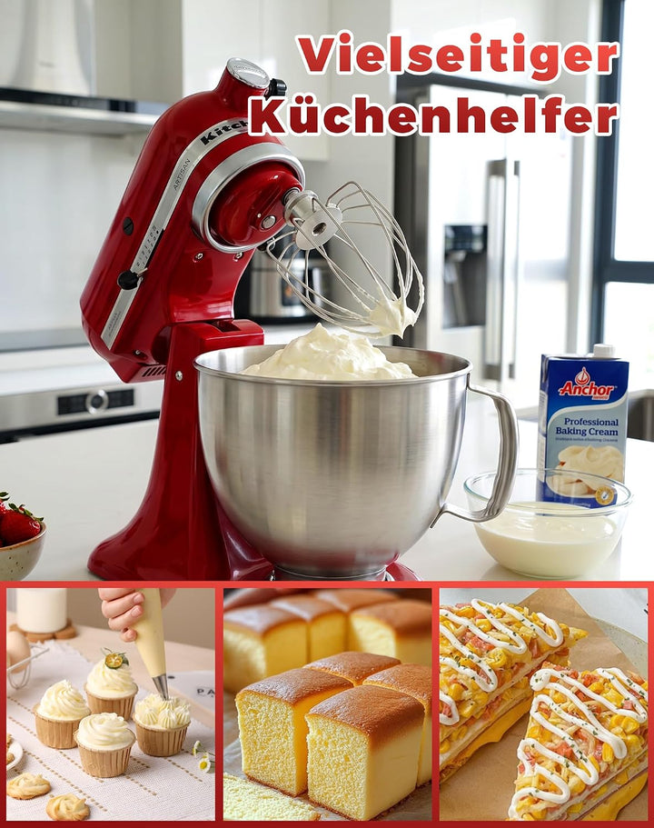 6-Draht Schneebesen für KitchenAid 4.5-5QT Kippkopf-Mixer – Edelstahl Ersatz für K45WW, K45, KSM75,