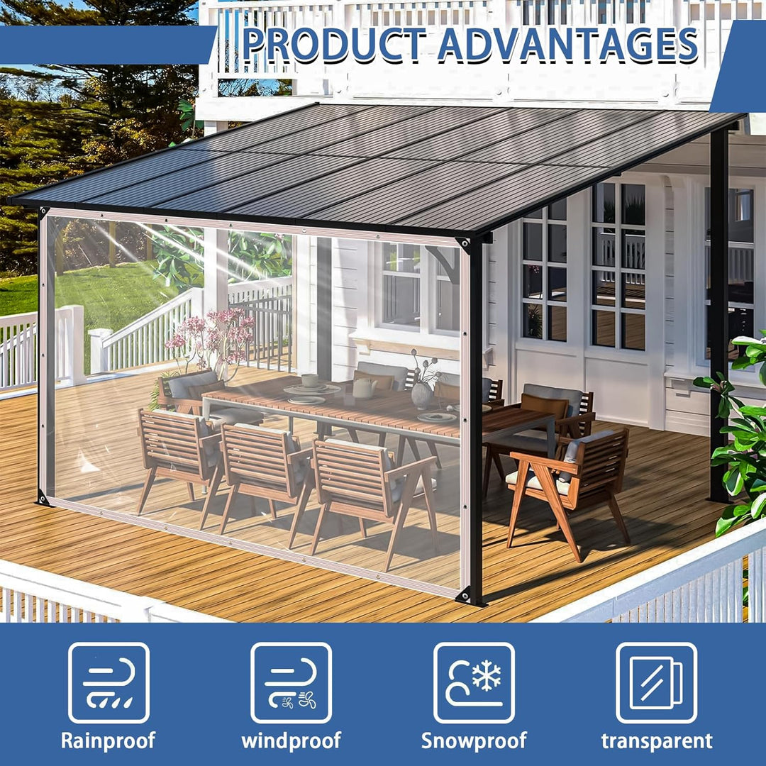 Transparente Plane mit Ösen, Wetterfeste Strapazierfähige Abdeckplane, 0.4 mm 450 g/m² PVC-Material