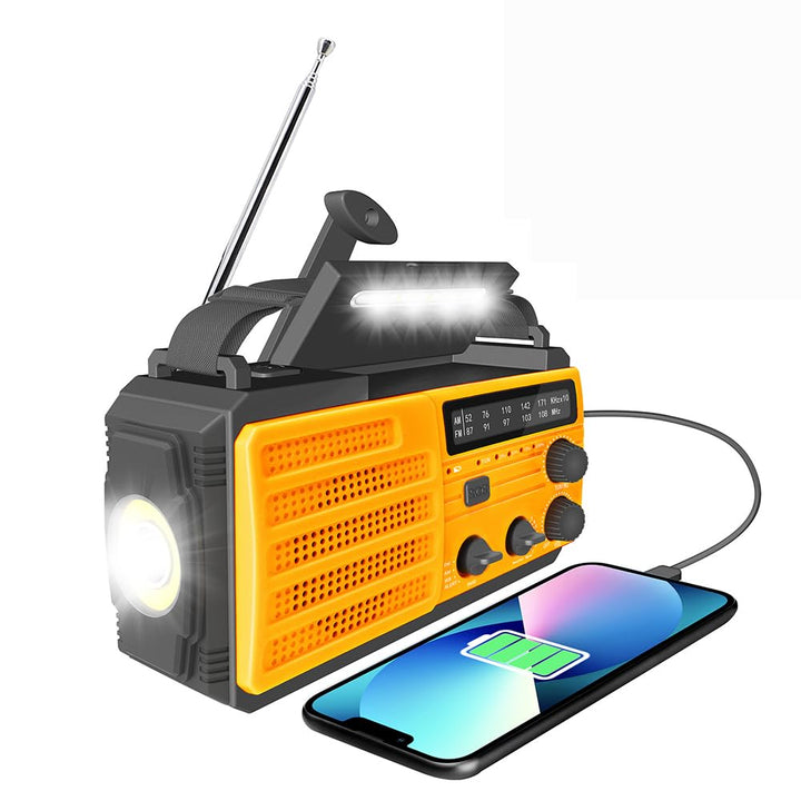 Winnes Tragbares Notfallradio Solar Radio 8000 mAh, SOS-Alarm, FM/AM-Radio mit Leselampe, Kompass, H