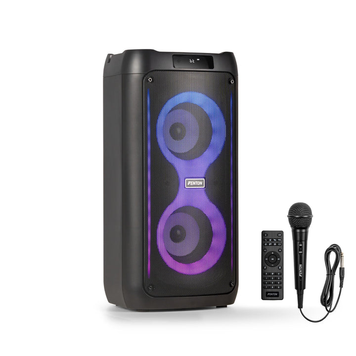 Fenton Core80 Musikbox Bluetooth Gross 80W, Akku 12 Std, Karaoke Mikrofon, BT 5.3, Fernbedienung, Pa