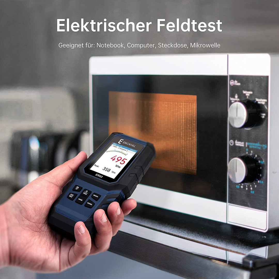 ERICKHILL EMF Messgerät ER-02, EF/MF/RF-Prüfung, wiederaufladbarer magnetfeld , digitaler/Grafik-Dua