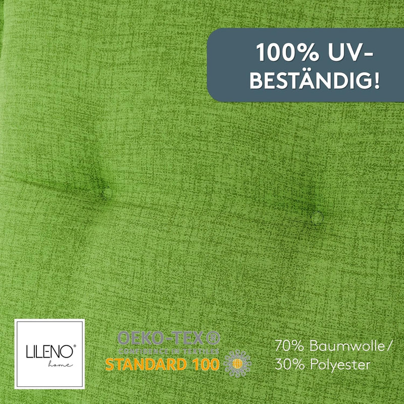 LILENO HOME Gartenstuhl Auflagen als [1er Set - Niedriglehner] in Apfelgrün - Bequeme Liegen als Sit