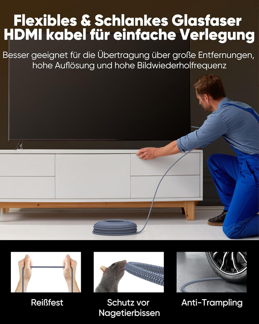 SNOWKIDS HDMI 2.1 Kabel 15M 8K, 2.1 48Gbps Highspeed 8K@60Hz HDMI Kabel 4K@120Hz 7680P DTS: X, HDCP