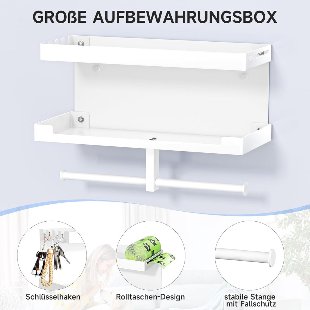 Hundegarderobe mit Ablage, Hundeleinen Halterung Wand, Schwarz Wandhalter für Hundeleine, Metall Hun