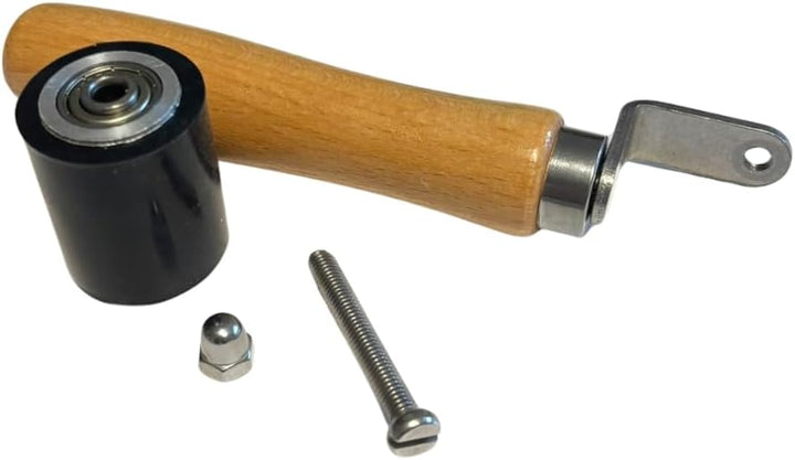 HSS Premium Andrückrolle Silikon schwarz - ergonomischer Holzgriff & Kugellager für Häufig-Verarbeit