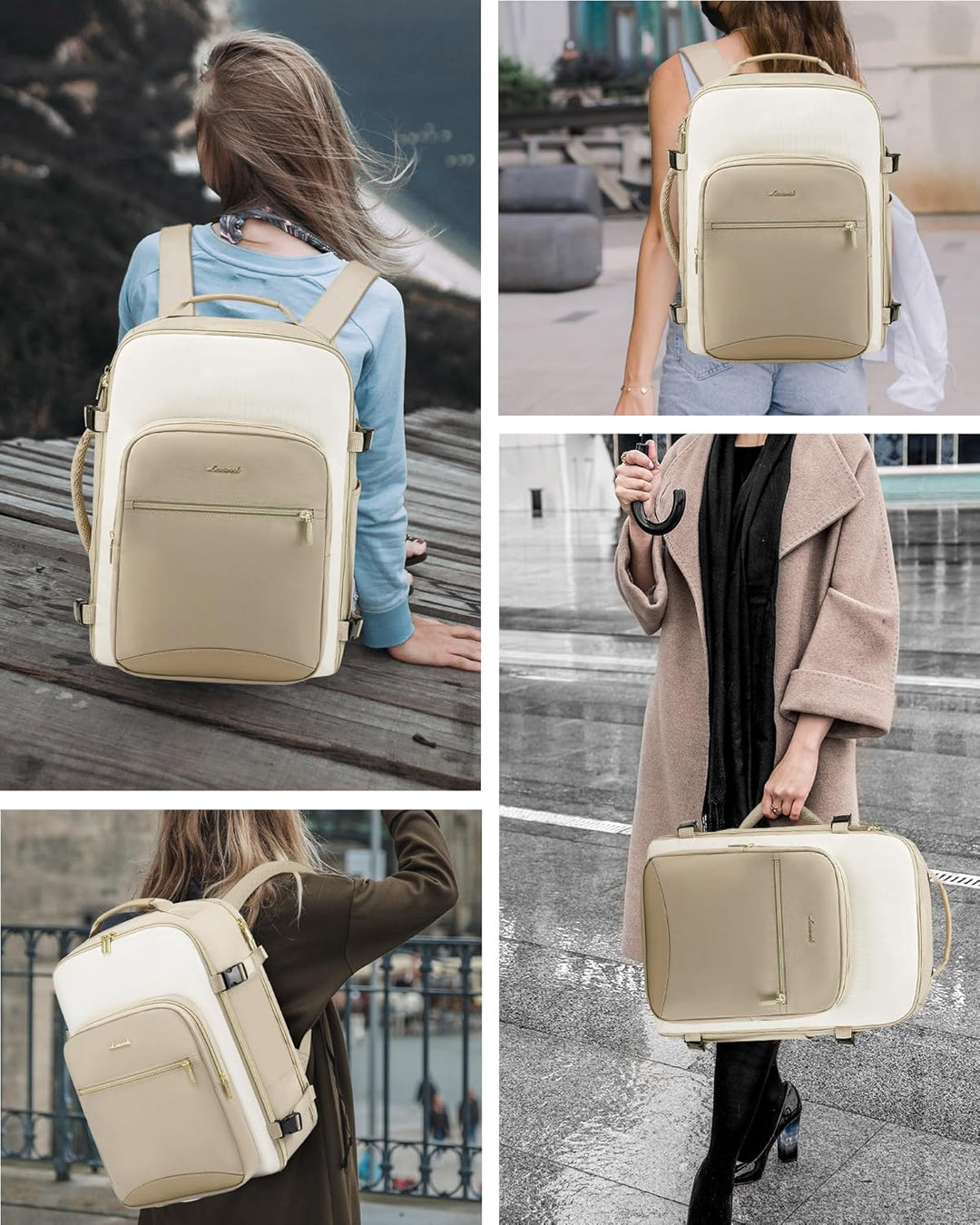 LOVEVOOK Handgepäck Rucksack Flugzeug, Reiserucksack Damen Gross 40L, Herren Wasserdicht Laptop 17 B