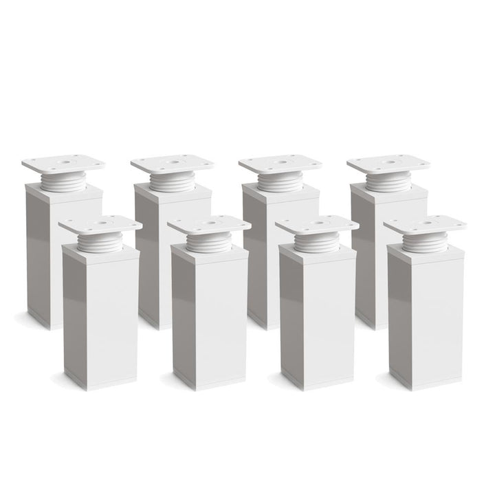 sossai® Design-Möbelfüsse MFV1 | höhenverstellbar | 8er Set | Vierkant-Profil: 40 x 40 mm | Farbe: W