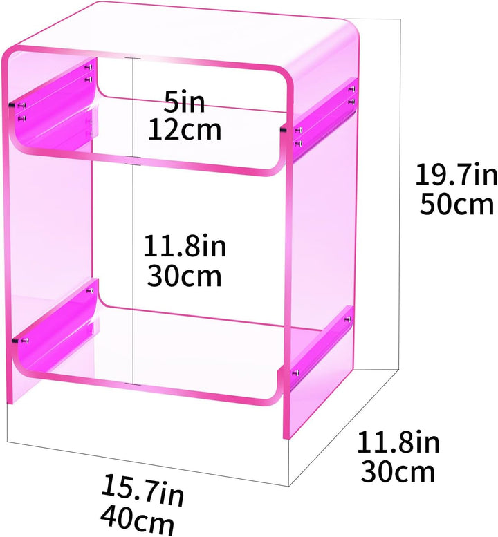 solaround Acryl Beistelltisch, Transparenter Beistelltisch, Nachttisch, 30 x 40 x 50 cm (Rosa), Rosa
