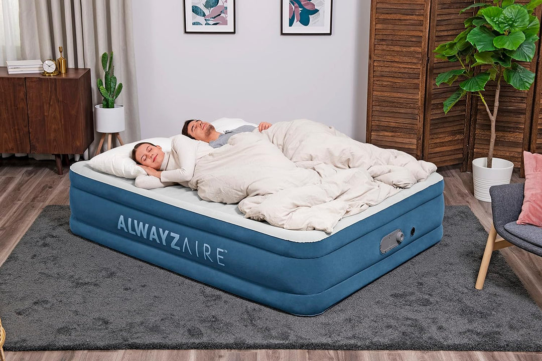Bestway AlwayzAire Luftbett mit integrierter Doppelpumpe Double XL/Mid 203 x 152 x 46 cm, Grau