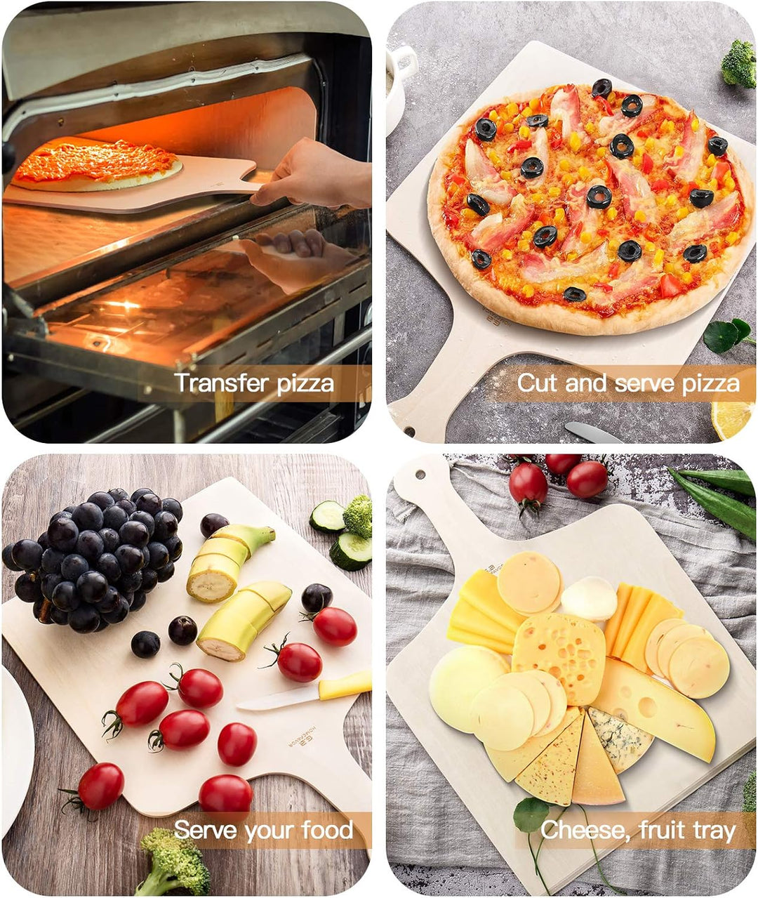 G.a HOMEFAVOR Pizzaschieber Holz, 42 x 30cm Pizzaschaufel Flammkuchenbrett Pizzabrett für Hausgemach