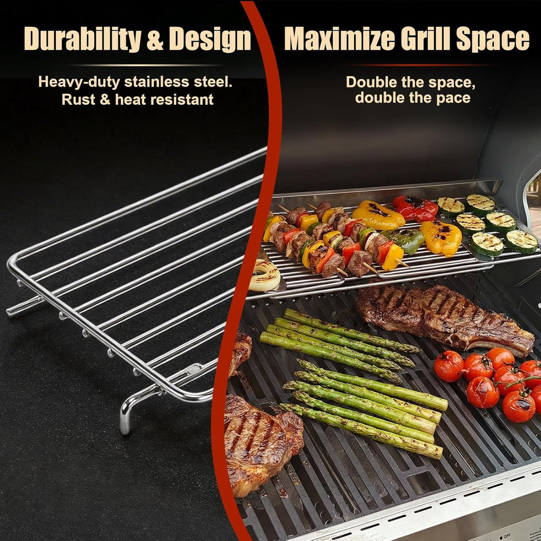 Denmay 40-94cm Universal Edelstahl Warmhalterost für Gas-/Holzpellet-/Grill-/Smoker-Grill, Verstellb