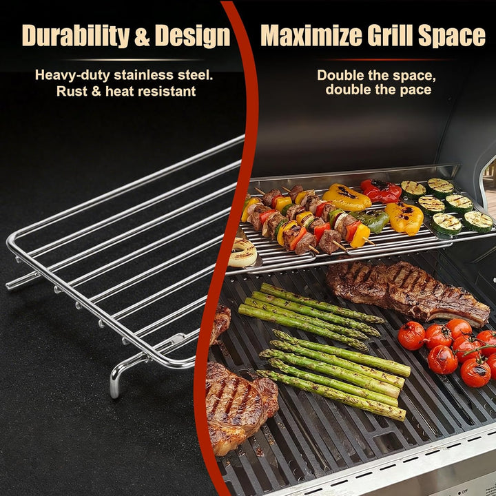 Denmay 40-94cm Universal Edelstahl Warmhalterost für Gas-/Holzpellet-/Grill-/Smoker-Grill, Verstellb
