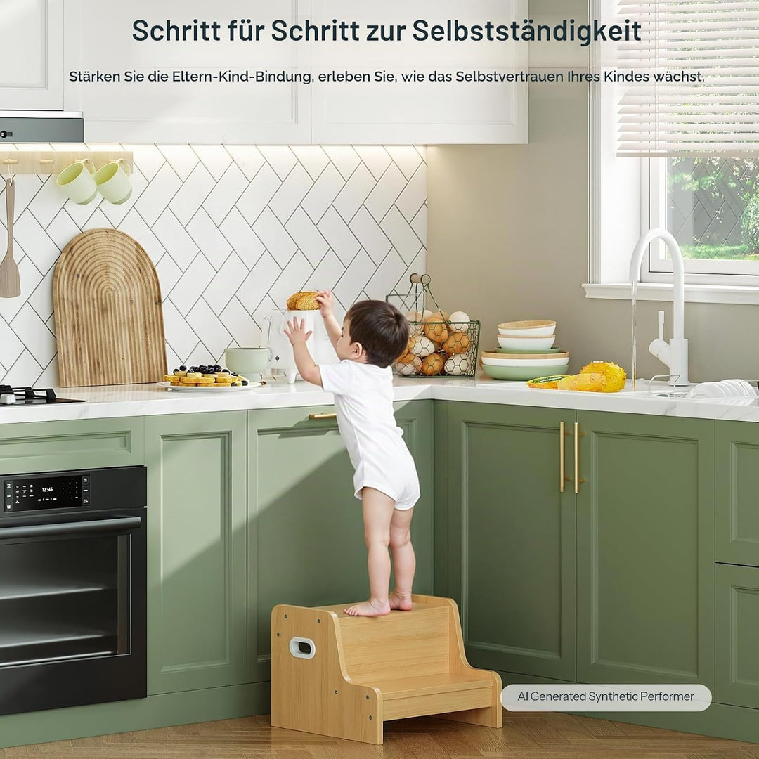 HOOBRO Tritthocker für Kinder, Tritt-Schemel, Kinderschemel mit 2 Stufen, mit Antirutschmatte und Gr