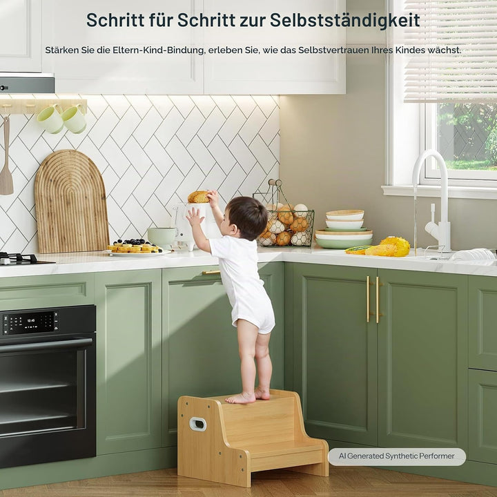 HOOBRO Tritthocker für Kinder, Tritt-Schemel, Kinderschemel mit 2 Stufen, mit Antirutschmatte und Gr