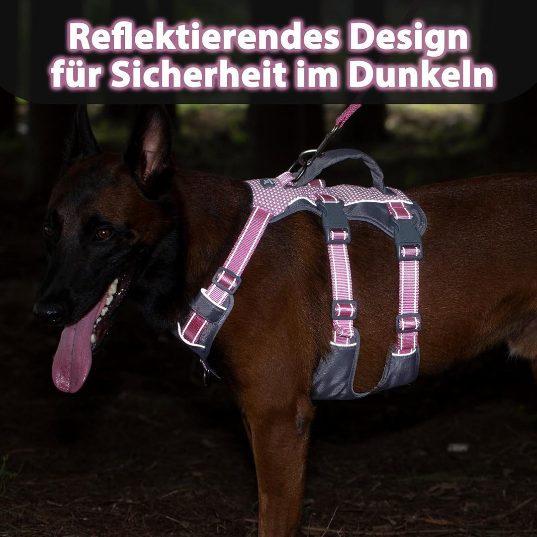 Huntboo Sicherheitsgeschirr Hund Ausbruchsicher, Panikgeschirr für Hunde, Reflektierendes Geschirr H