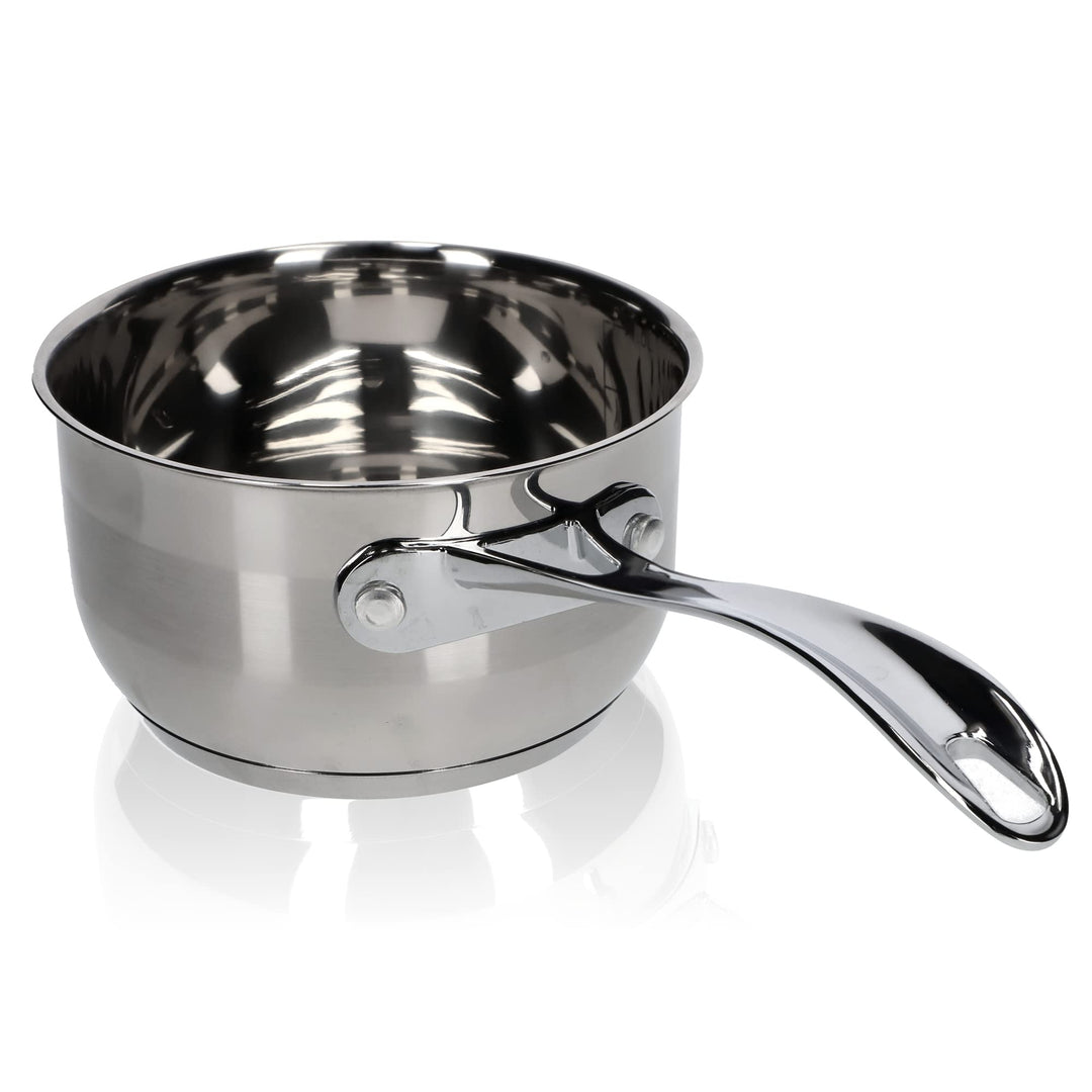 KADAX Stielkasserolle 1,5L, Stieltopf aus robustem Stahl, Milchtopf mit langem Stiel und Schüttrand,