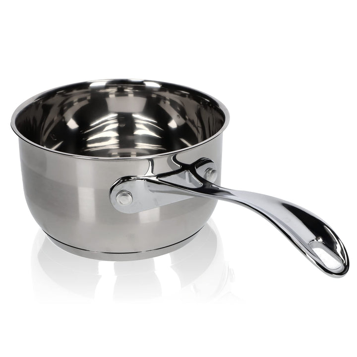 KADAX Stielkasserolle 1,5L, Stieltopf aus robustem Stahl, Milchtopf mit langem Stiel und Schüttrand,