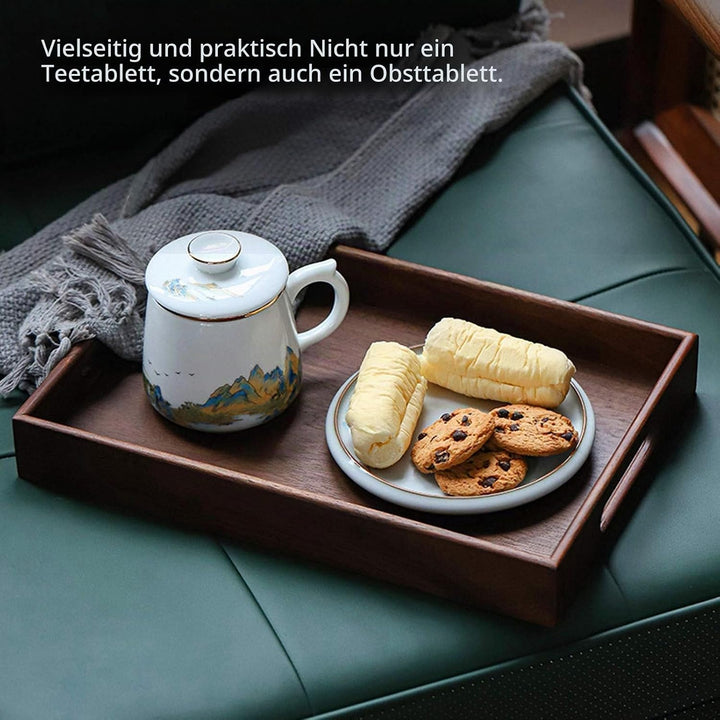 Walnuss-Tablett Holz-Serviertablett, Einfaches Rechteckiges Obst-Snack-Kaffee-Getränke-Tablett Im Ja
