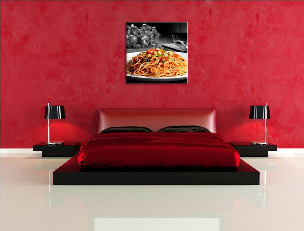 Pixxprint schmackhafte Spaghetti Italia als Leinwandbild Quadratisch/Grösse: 70x70 / Wandbild/Kunstd