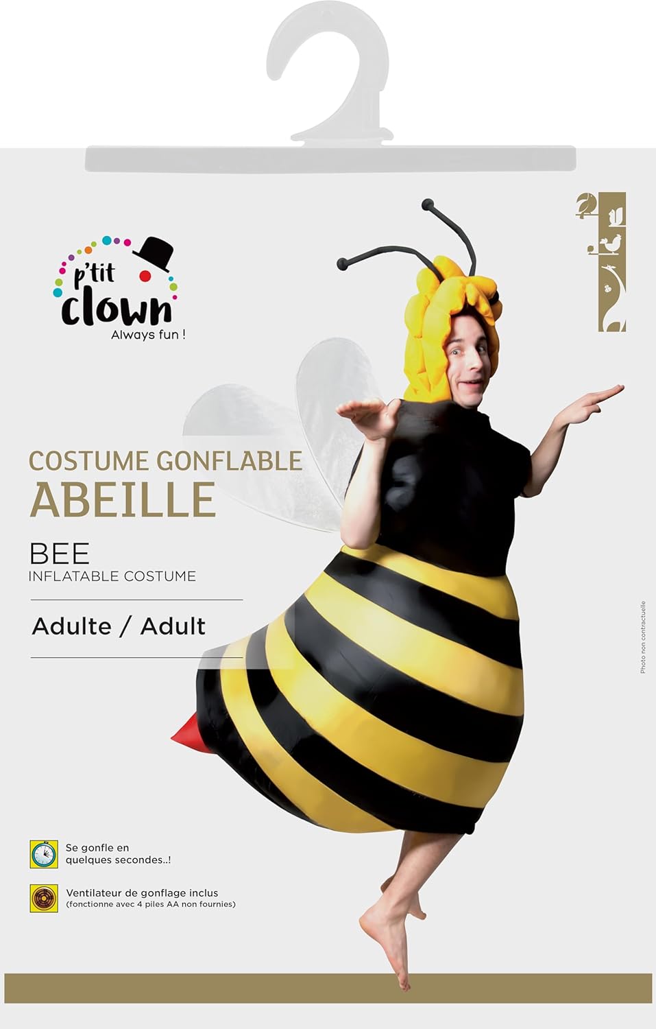 P 'tit Clown – 90419 – Kostüm Erwachsene aufblasbar Biene – Einheitsgrösse