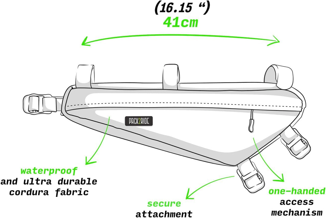 PACK2RIDE Mira FahrradrahmenTasche – wasserabweisendes, strapazierfähiges Cordura-Gewebe und Tasche