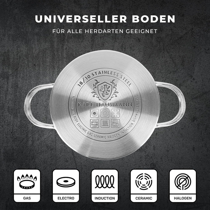 KARL HAUSMANN 18/10 Edelstahl Kochtopf Induktion 7.6 L Ø 26 cm, 7.6 L
