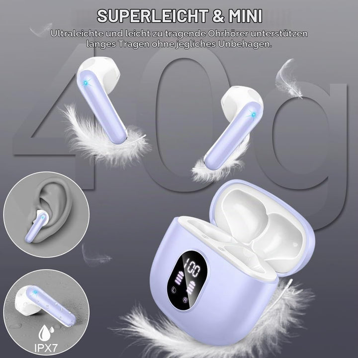 Bluetooth Kopfhörer, Kopfhörer Kabellos Bluetooth 5.3 In Ear kopfhörer bluetooth mit 4 Mic, 50H Kabe