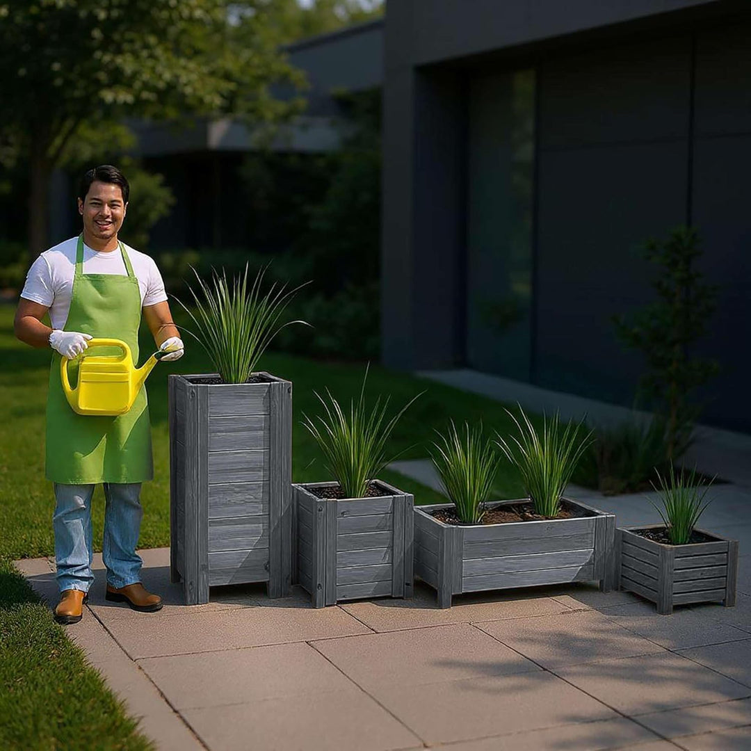 BOGATECO Pflanzkasten Pflanzkübel aus Holz | 80 x 38 cm | Anthrazit | Blumen-Topf Perfekt für Garten