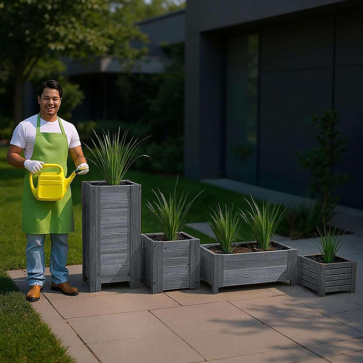 BOGATECO Pflanzkasten Pflanzkübel aus Holz | 80 x 38 cm | Anthrazit | Blumen-Topf Perfekt für Garten