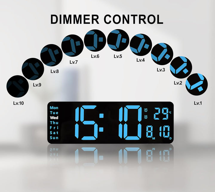 Digitaluhr, 11"-grosses LED-Wanduhrdisplay für Wohnzimmerdekor, Wecker mit Fernbedienung, Timer, 12/