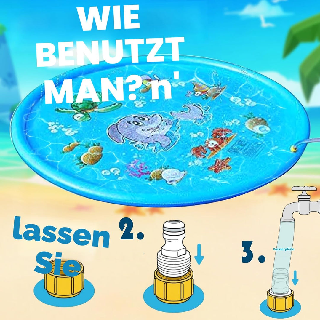 Wasserspielmatte für Haustiere100 CM/39 Zoll Wassersprinkler Matte Kinder Splash Pad, Sommerliches W