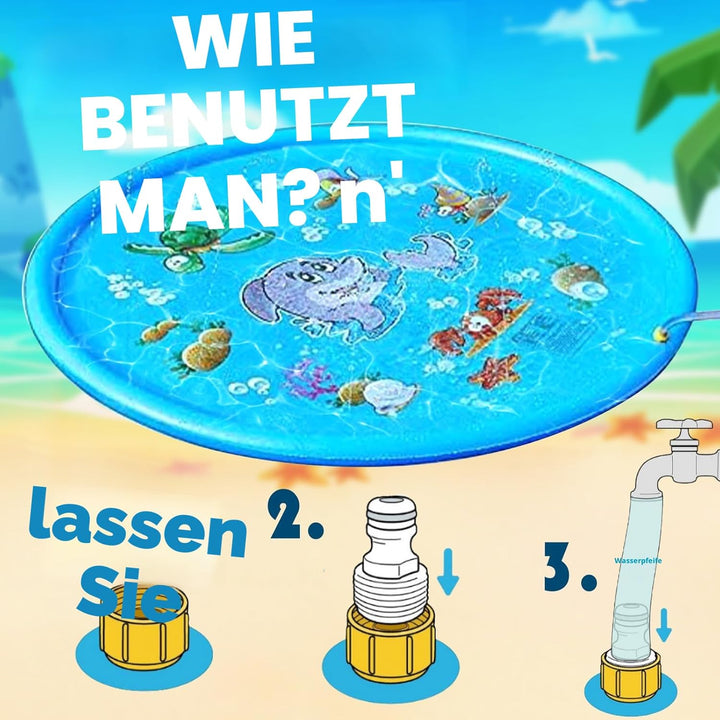 Wasserspielmatte für Haustiere100 CM/39 Zoll Wassersprinkler Matte Kinder Splash Pad, Sommerliches W