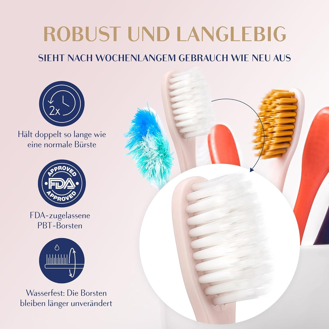 Royal Denta Silver Super Soft Zahnbürsten 4-Pack - Extra weiche Borsten für empfindliche Zähne &amp; Zah