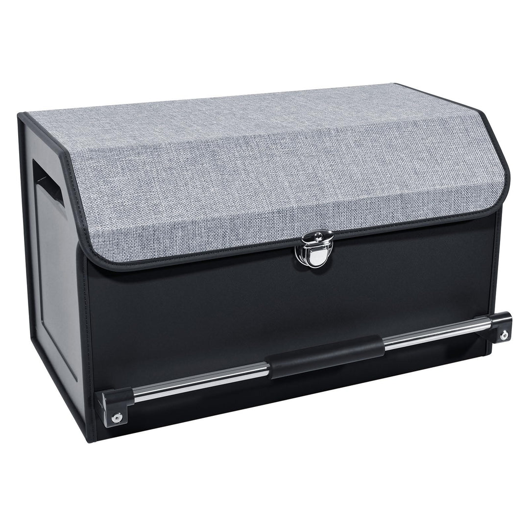 Leder Auto Kofferraum Organizer mit Deckel & stabilem Griff | 45L Multifunktionaler Organizer mit Fä