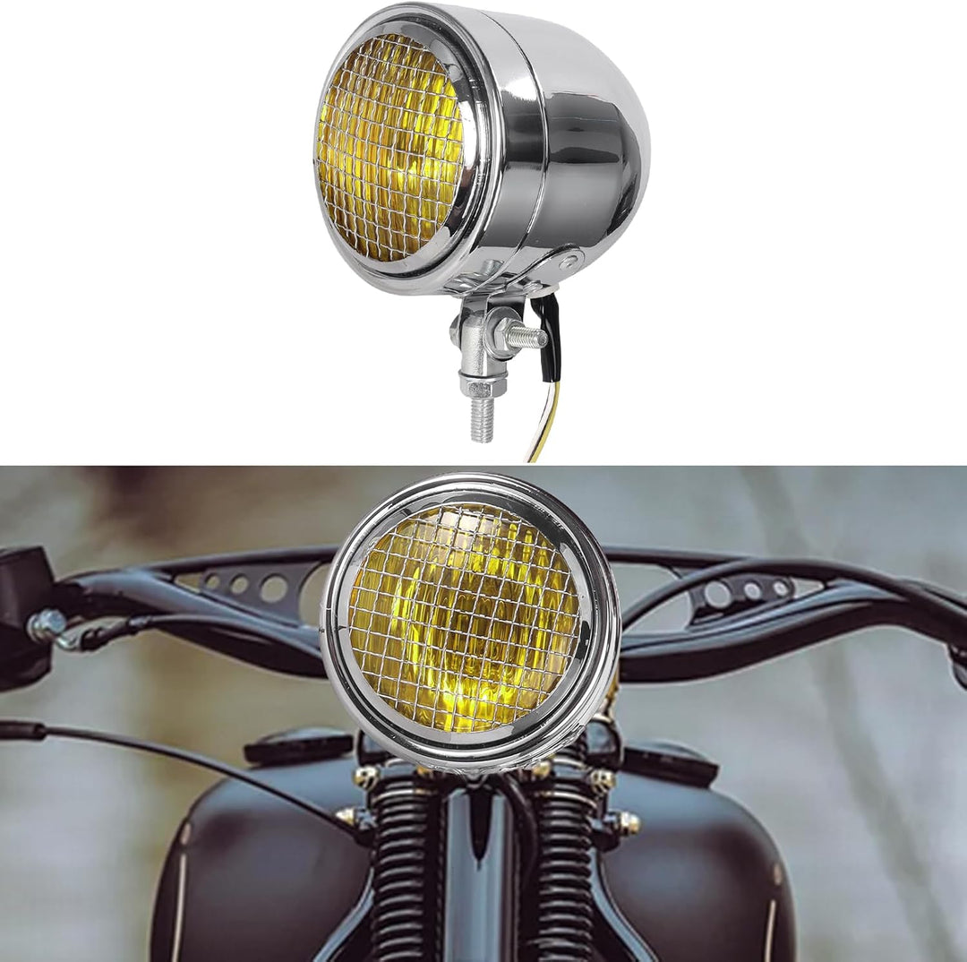 Retro Motorrad-Scheinwerfer | Lampe mit hoher Sichtbarkeit mit Schale, Leuchtmittel für Motorradsche