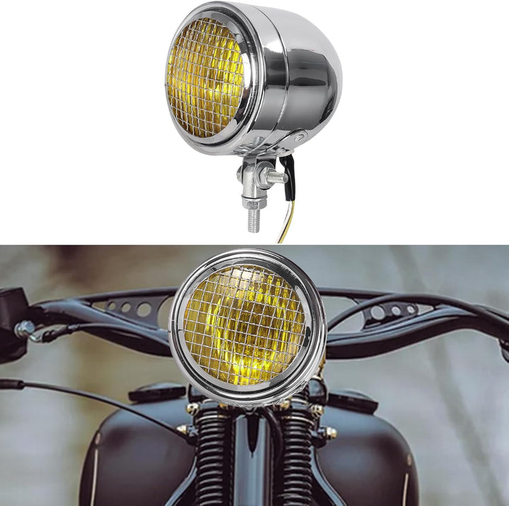 Retro Motorrad-Scheinwerfer | Lampe mit hoher Sichtbarkeit mit Schale, Leuchtmittel für Motorradsche