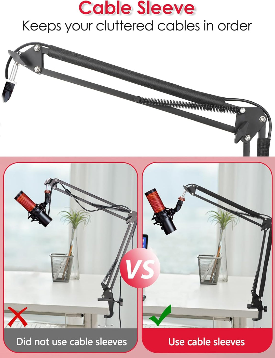 YOUSHARES Mikrofonarm für HyperX QuadCast 2/2 S - Profi Mic Arm mit Kabelklemme kompatibel mit Hyper