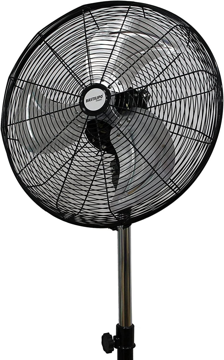 Bastilipo – 45 cm Industrie-Standventilator, 3 Geschwindigkeiten, oszillierender Kopf, 90 W, Schwarz