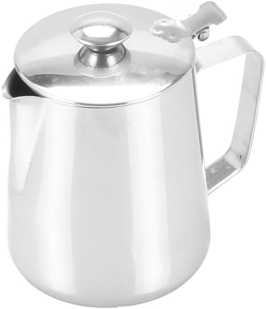 MAGT Milchkännchen mit Deckel, Edelstahl Milchkanne 600ml Kaffeekanne Edelstahl Milchschaumkännchen