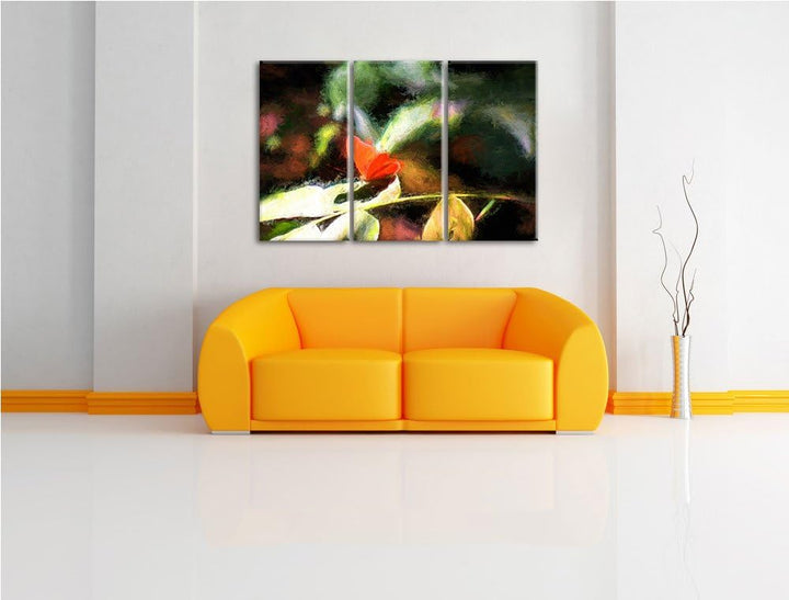 schöner Schmetterling sonnt sich NewArt 3-Teiler Leinwandbild 120x80 Bild auf Leinwand, XXL riesige