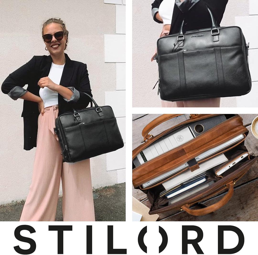 STILORD Drake Businesstasche Leder Gross Vintage Aktentasche XL Ledertasche Laptoptasche für Arbeit