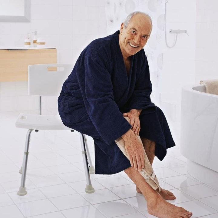 RIDDER Assistent A00602101 Badezimmer-Stuhl mit Rückenlehne, Hocker, höhenverstellbar, weiss, ca. 49