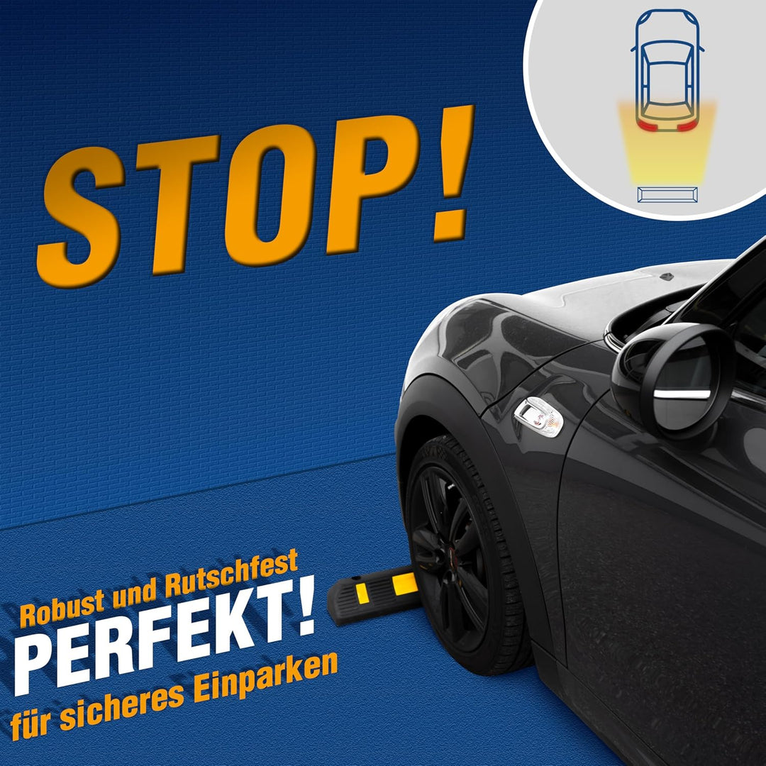 PETEX Radstopper 2er Set mit Reflexionsstreifen nach ECE R 104 2 x Garagenstopper, 2 x Garagenstoppe