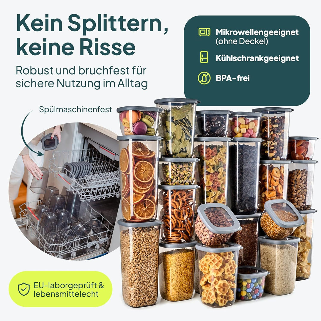 uandu Vorratsdosen mit Deckel luftdicht – 24er Vorratsbehälter Set BPA Frei, Aufbewahrungsdosen Küch